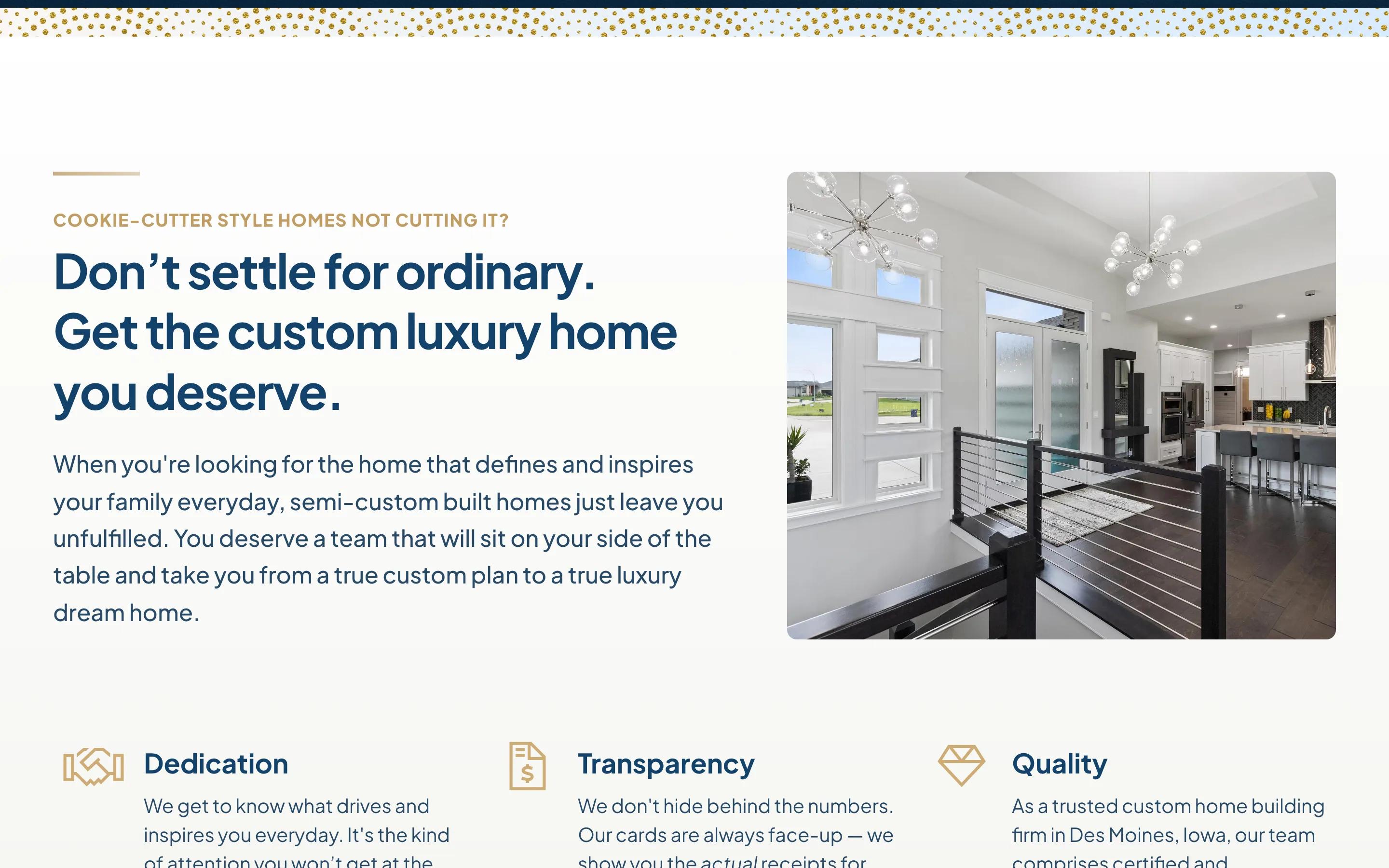 MIR Homes home desktop — Don’t settle for ordinary. Get the custo