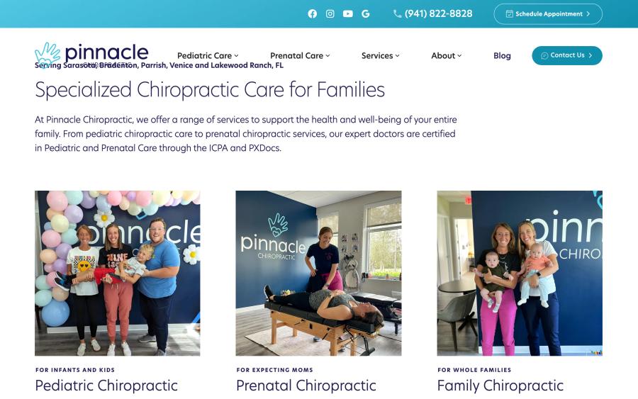 Pinnacle Chiropractic home desktop — Specialized Chiropractic Care for Famili