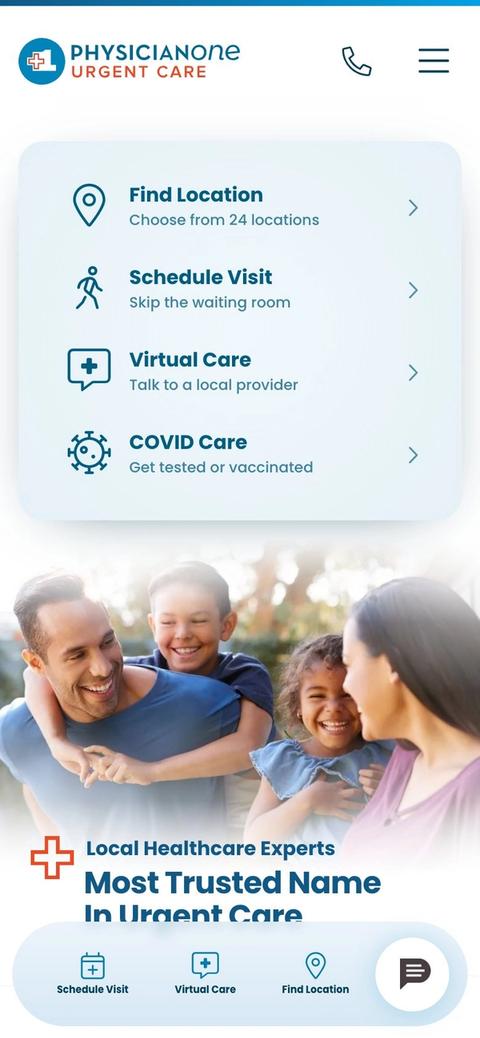 PhysicianOne Urgent Care home mobile