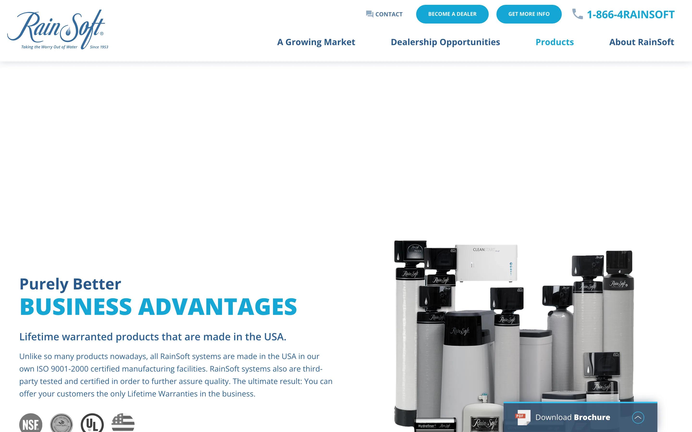 RainSoft Dealer Platform product service index desktop — Products