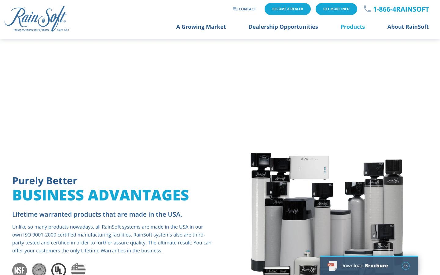 RainSoft Dealer Platform product service index desktop — Products