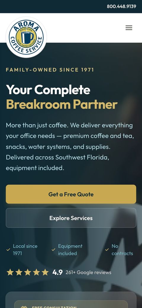 Aroma Coffee Service home mobile