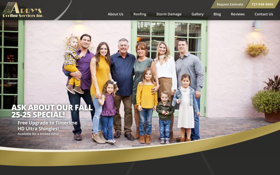 Arry's Roofing Services home desktop — Why Choose Arry's Roofing