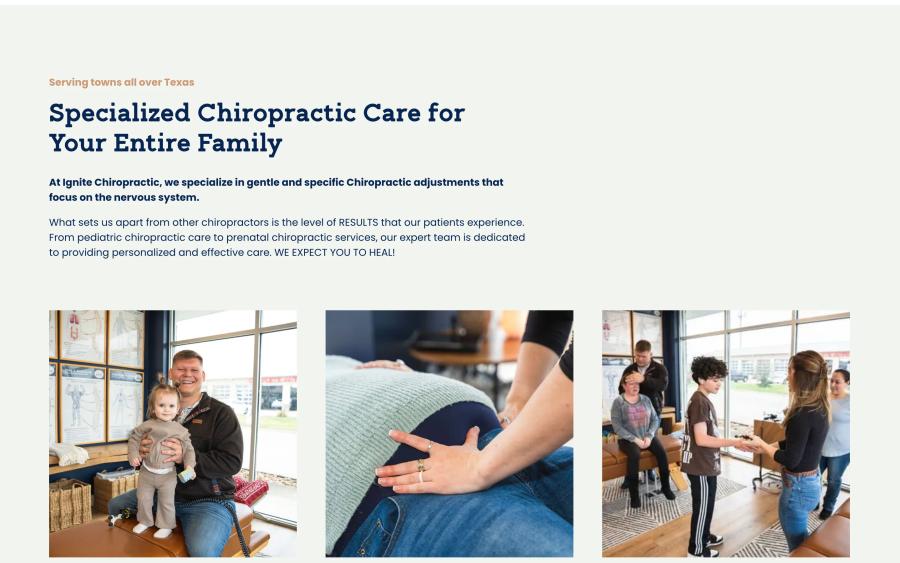Ignite Chiropractic home desktop — Specialized Chiropractic Care for Your E