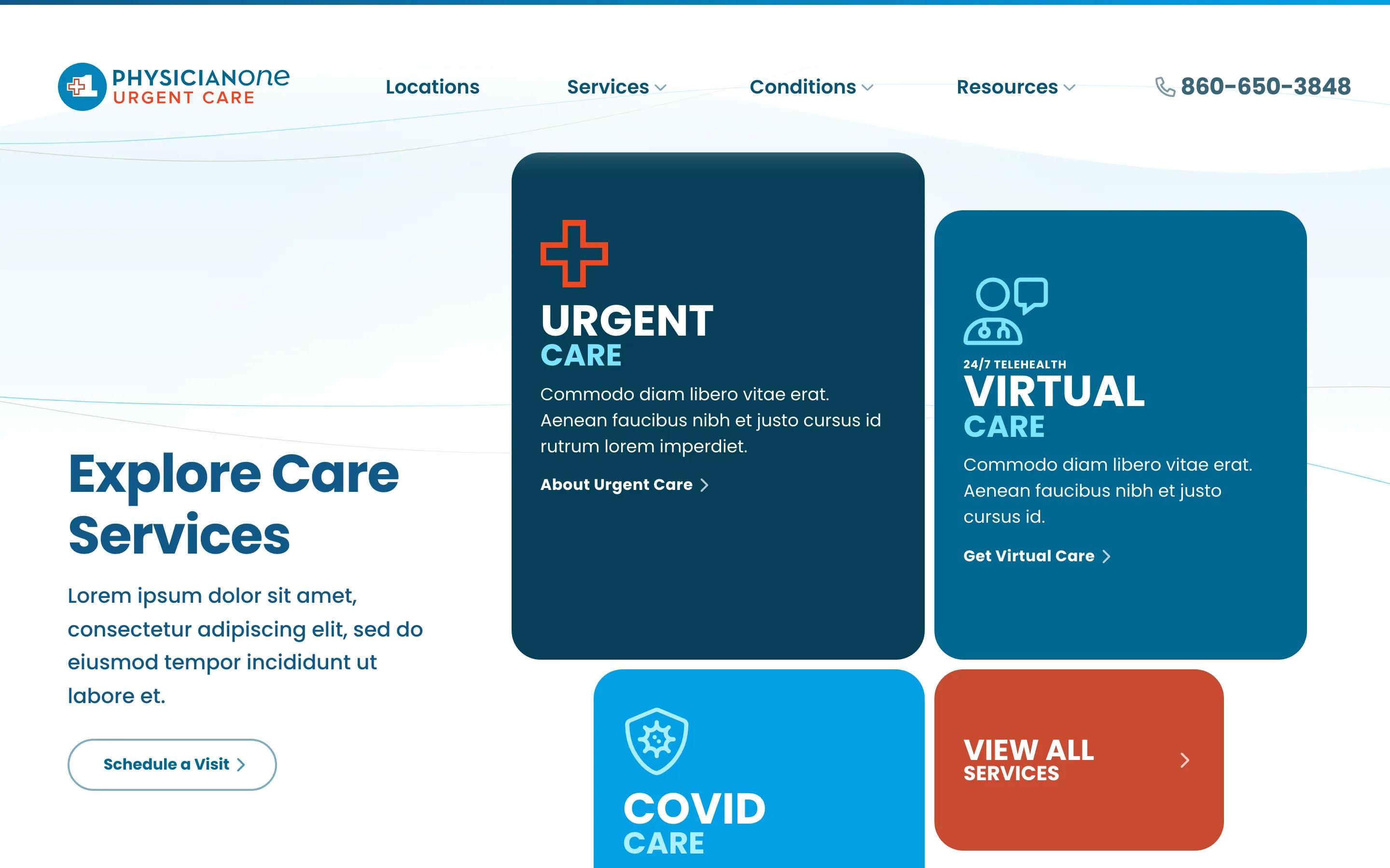 PhysicianOne Urgent Care home desktop — Explore Care Services