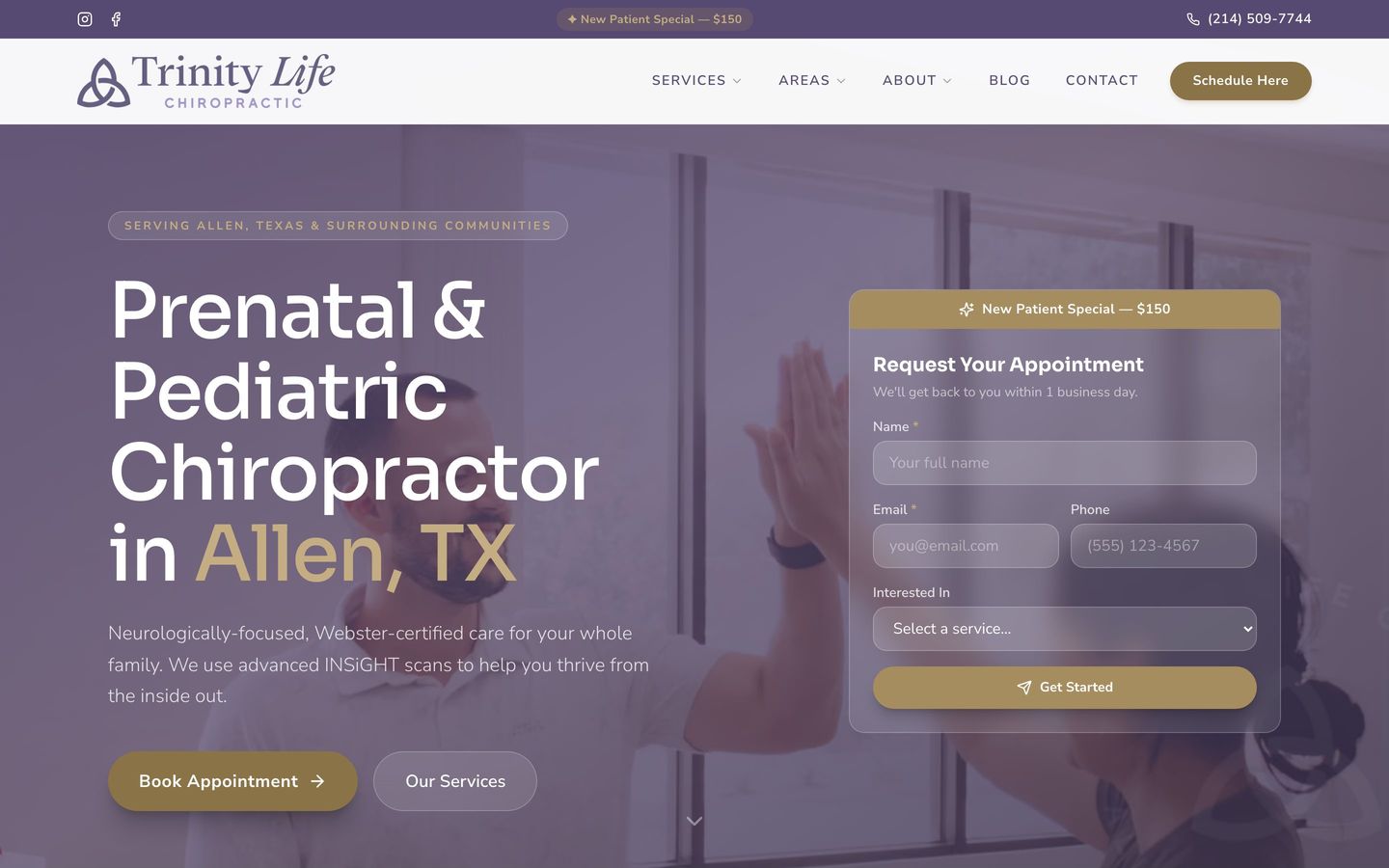 Trinity Life Chiropractic home desktop