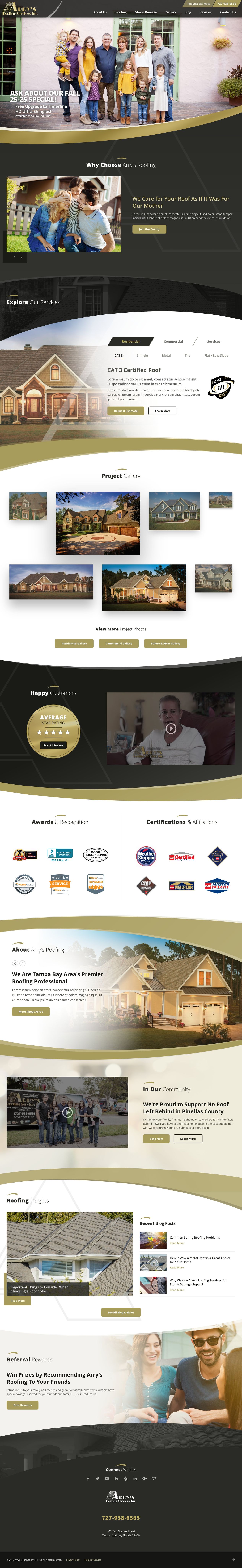 Arry's Roofing Services home desktop