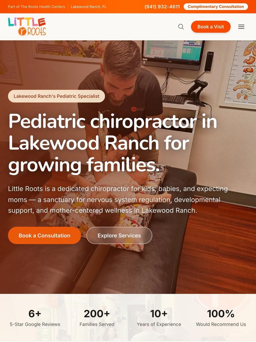 Little Roots Pediatric Chiropractic home tablet