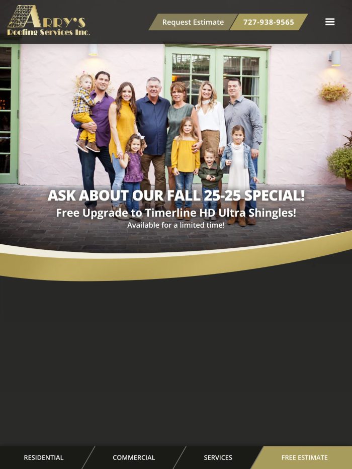 Arry's Roofing Services home tablet — Why Choose Arry's Roofing