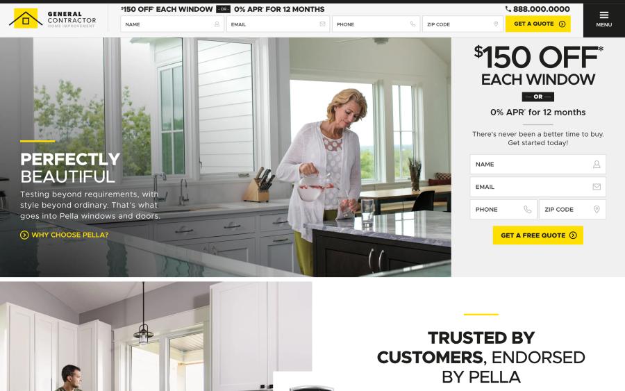 Pella Certified Contractor Templates home desktop — Perfectly Beautiful