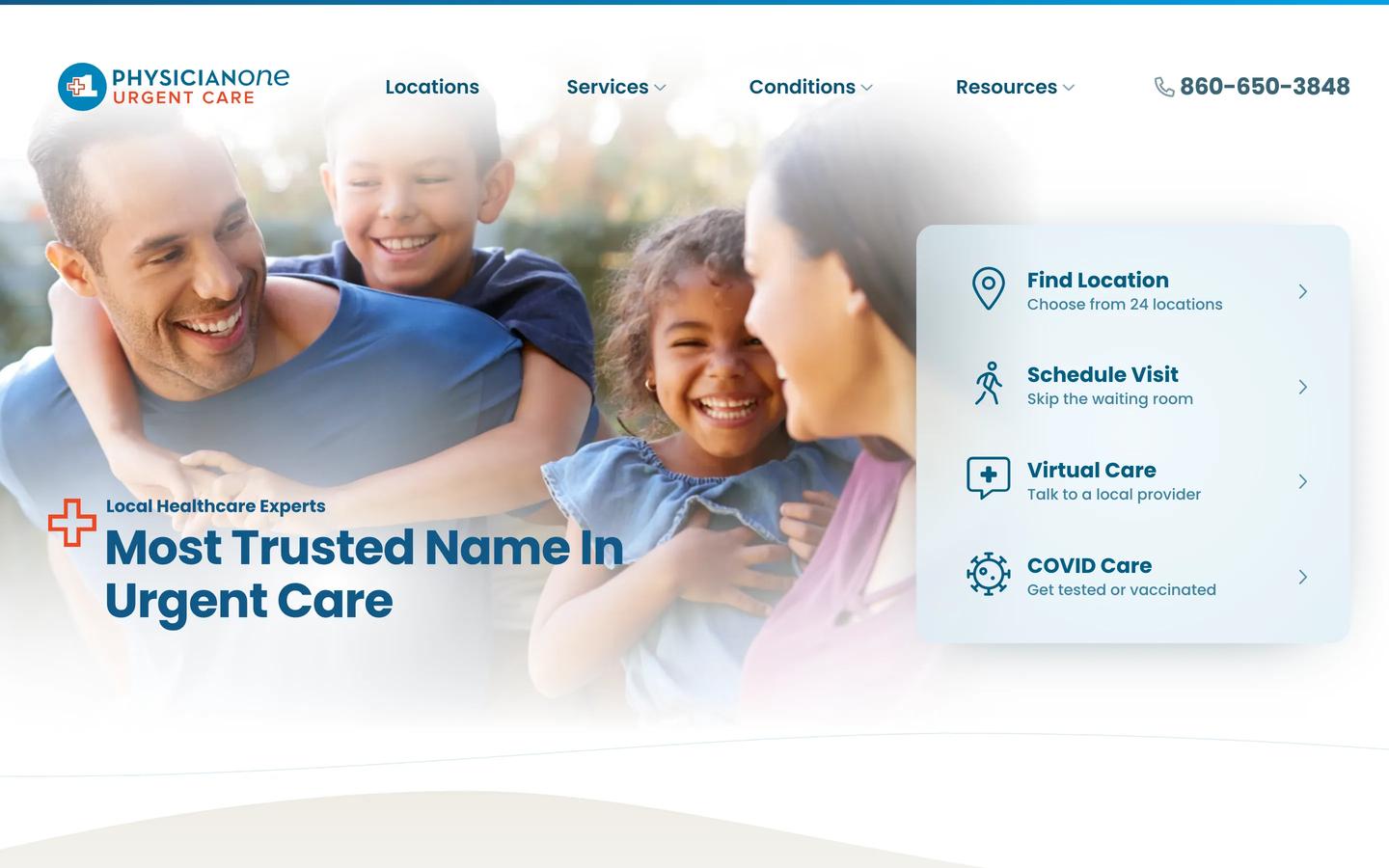 PhysicianOne Urgent Care home desktop