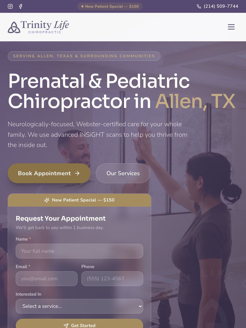 Trinity Life Chiropractic home tablet