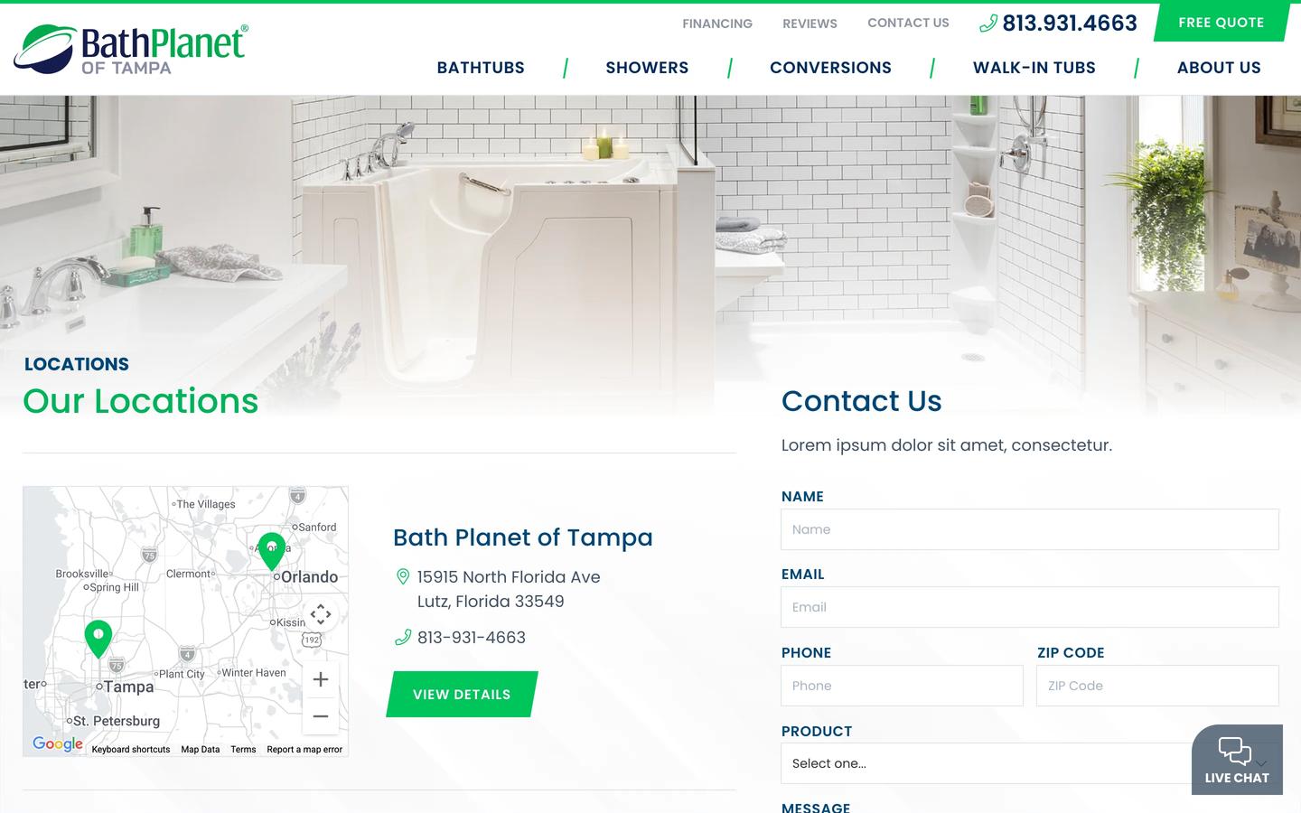Bath Planet of Tampa location index desktop