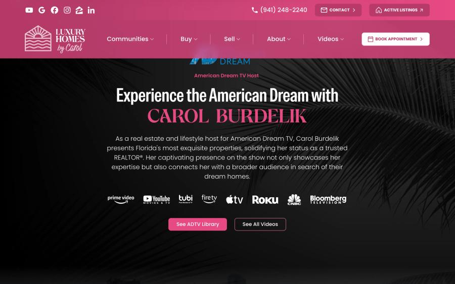Luxury Homes by Carol home desktop — Experience the American Dream with Carol