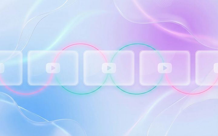 Abstract comparison of video interview software platforms with flowing gradient shapes