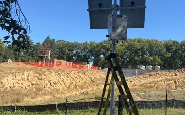 Solar-powered security camera towers