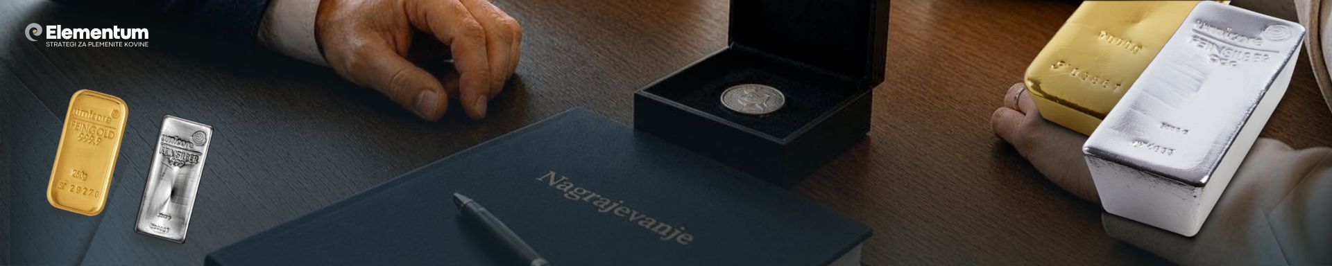 Elementum predstavitev zlata in srebra kot možnosti za nagrajevanje zaposlenih v podjetjih.