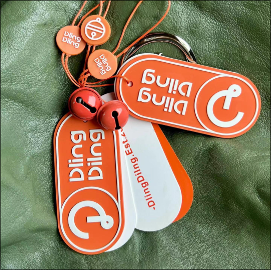 Rubber hanging tag on product