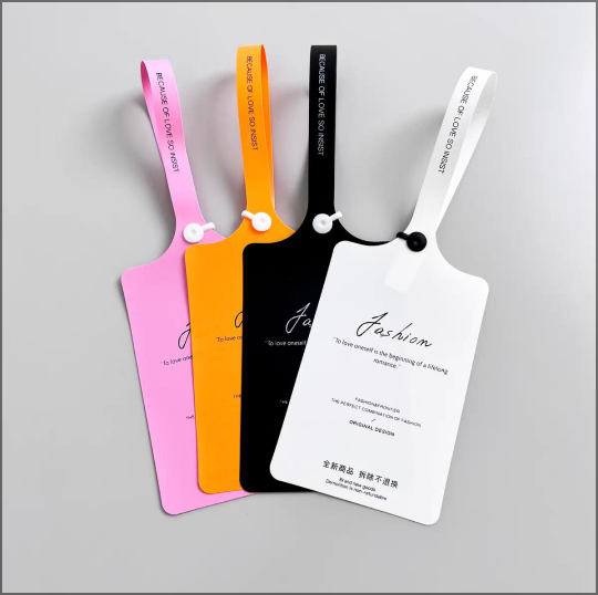 Custom plastic tag on garment