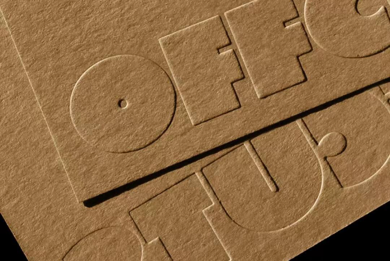 3D embossed hang tag with raised texture effect