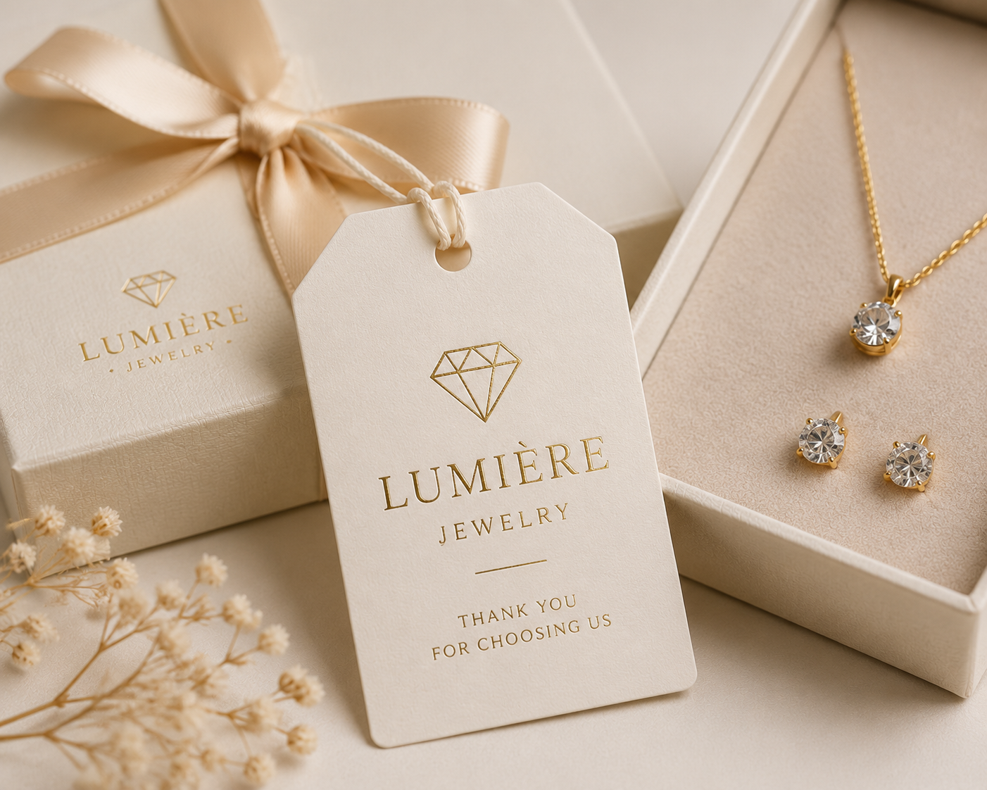 Custom hang tags for jewelry and gift packaging