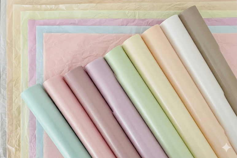 Pastel folded tissue paper sheets