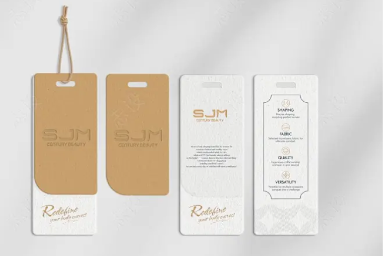 Fabric woven hanging tag with artisanal feel