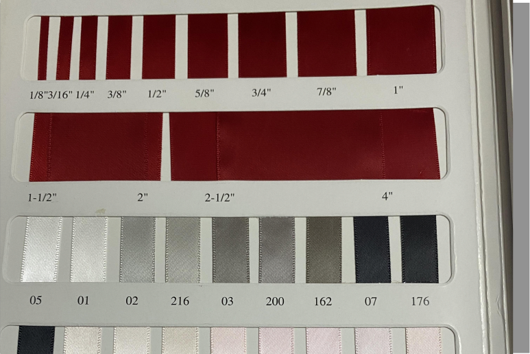 Ribbon width sample board with multiple width options