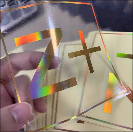 Transparent sticker label on product packaging
