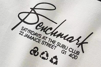 Black screen-printed logo on white cotton canvas for custom dust bags and fabric pouches