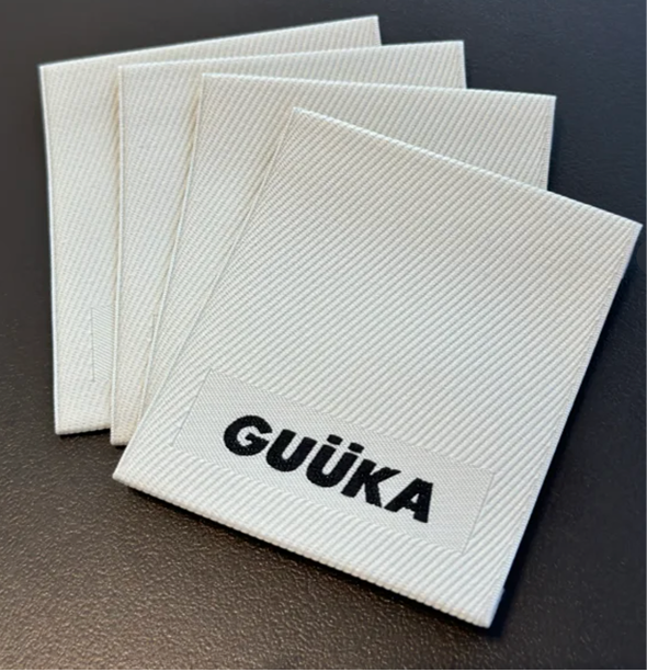 Reusable cotton pouch with mesh window front view