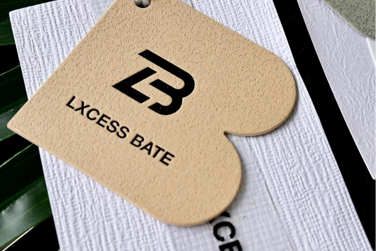 Spot UV finish hang tag with matte-gloss contrast