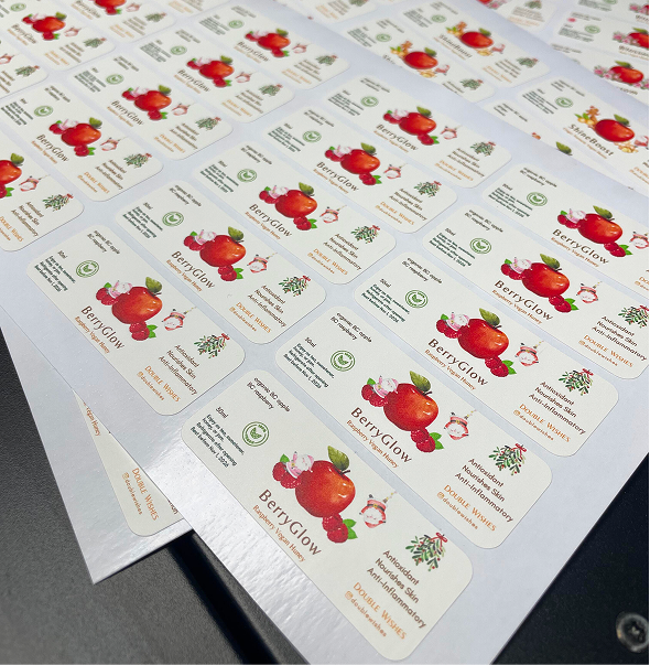 Custom sticker label sheets for food and beverage packaging