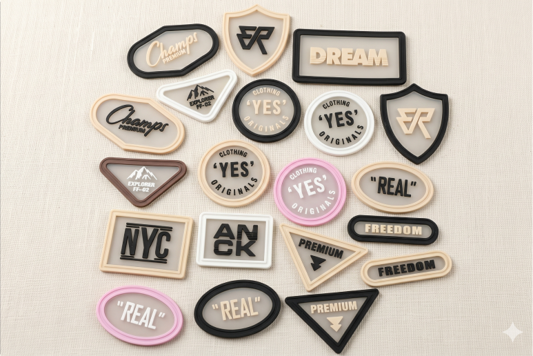 Badge outline label assortment in multiple shapes