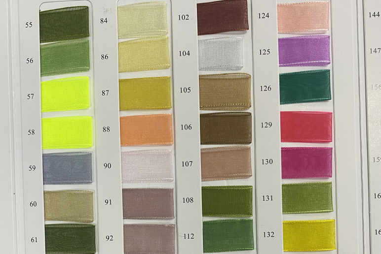 Ribbon color card with multiple shade options