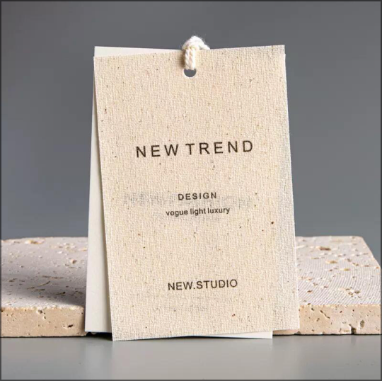 Fabric hanging tag on clothing