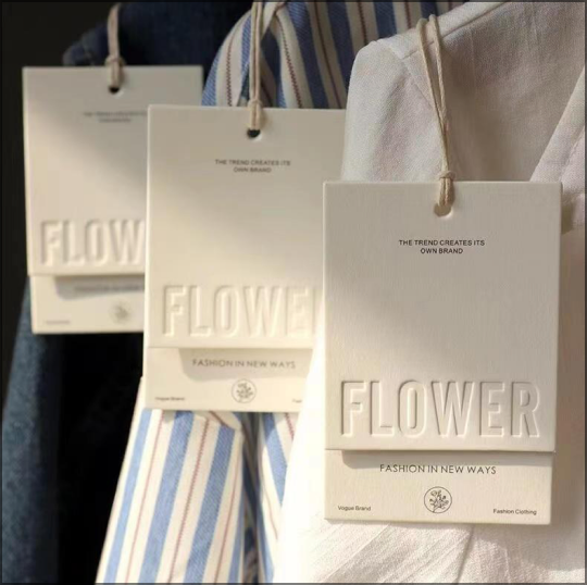 Custom hanging tags for apparel and clothing brands