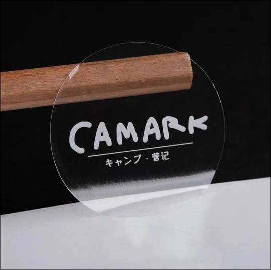 Clear PET film sticker with no-label look
