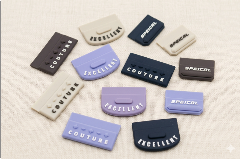 Soft rubber label set in multiple shapes