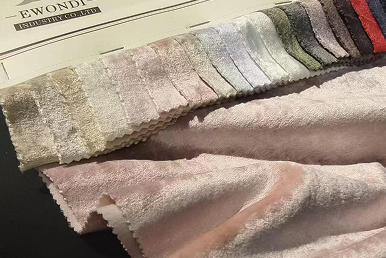 Soft velour fabric swatches in multiple colors for custom jewelry and accessory pouches