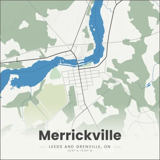 Cartographic art for Merrickville-Wolford