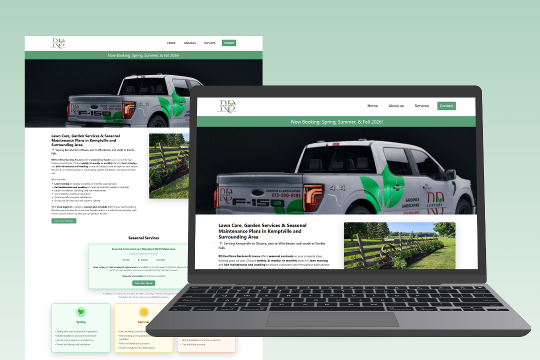 Screenshot of the website RD Everterra - Kemptville Landscaping Company