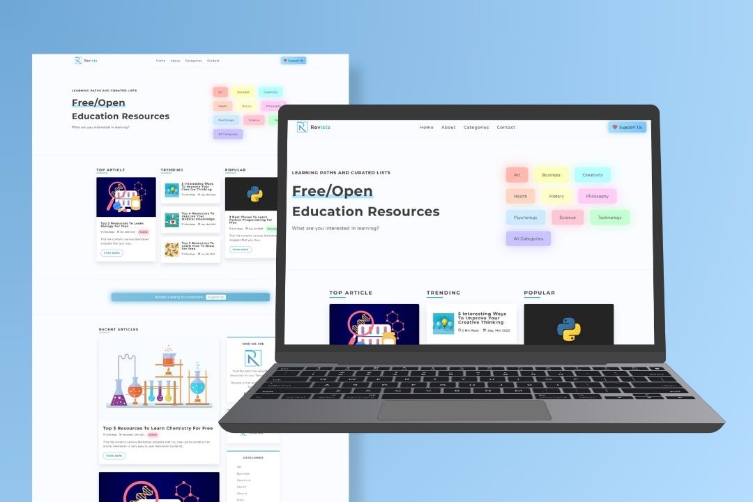 Screenshot of the website Revista