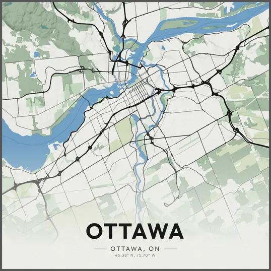 Cartographic art for Ottawa