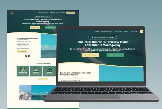 Screenshot of the website Chiki Tiki Tours