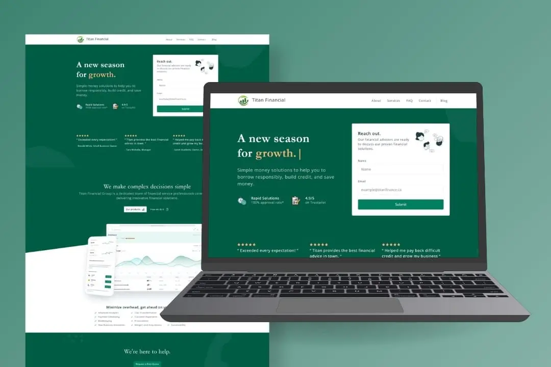 Screenshot of homepage for Titan Financial