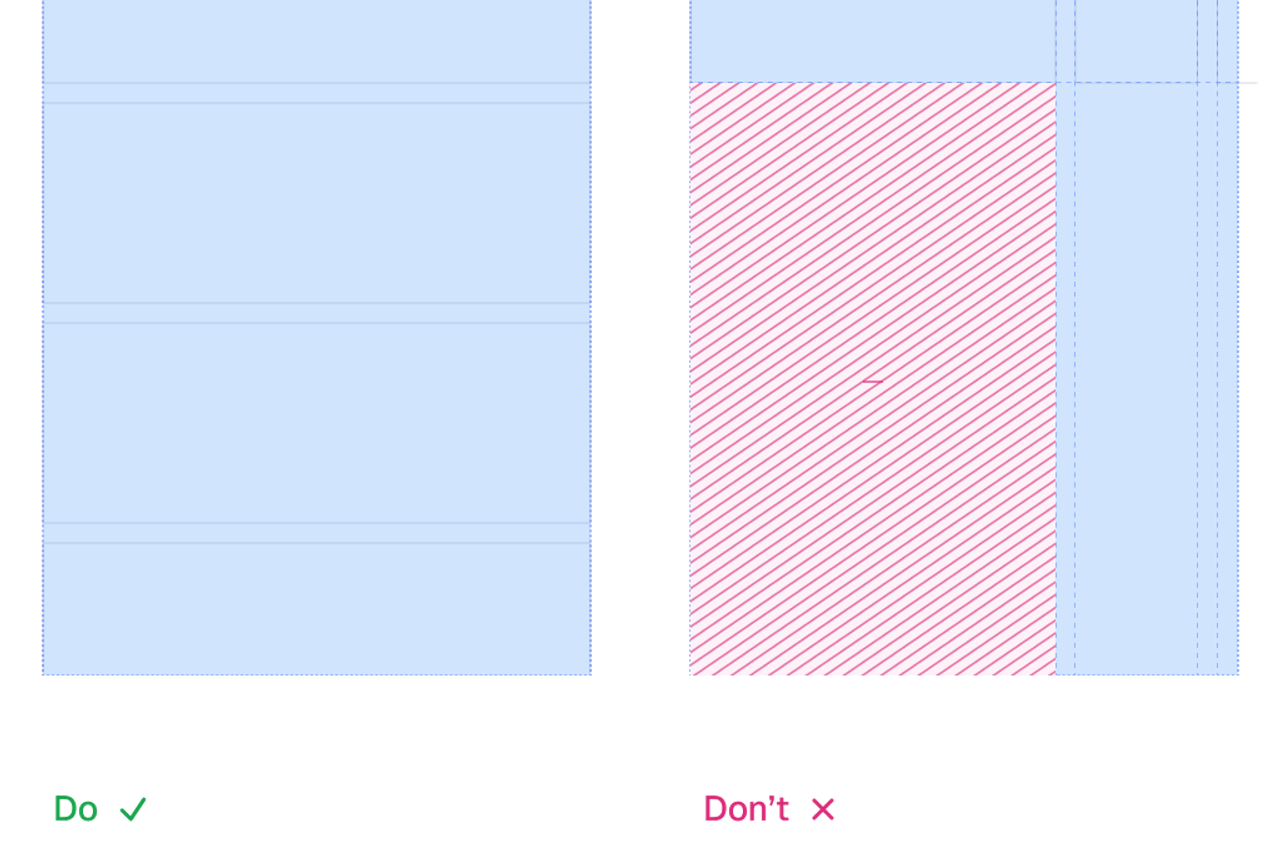 Rokitsite Figma UI showing side-by-side mobile layouts: one pattern to follow (do) and one to avoid (don’t).