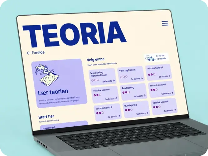 Visning av Teoria på datamaskin.