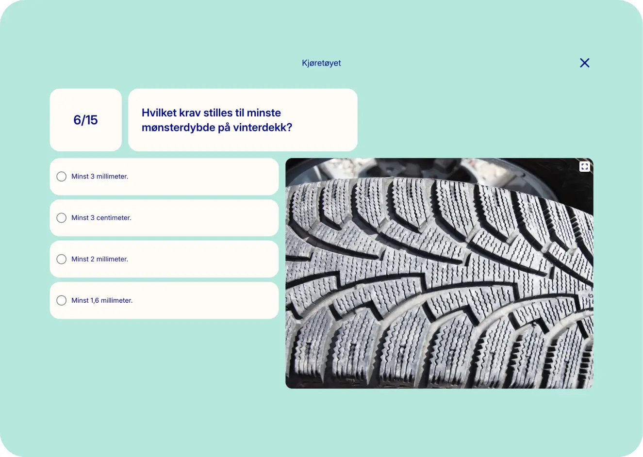 Eksempel på et spørsmål i Teoria.