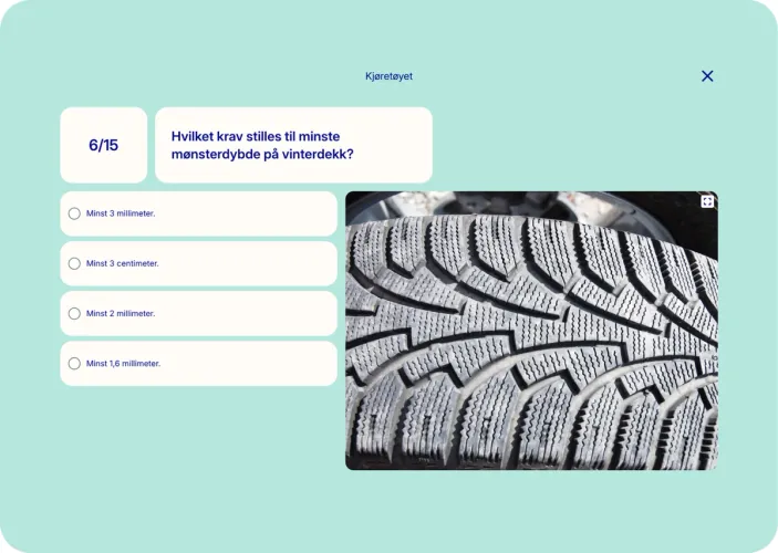 Eksempel på et spørsmål i Teoria.